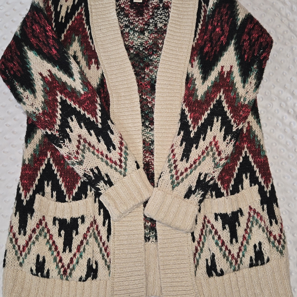 Mossimo Woman’s Aztec Pattern Open Front‎ Knit Cardigan Size Small
